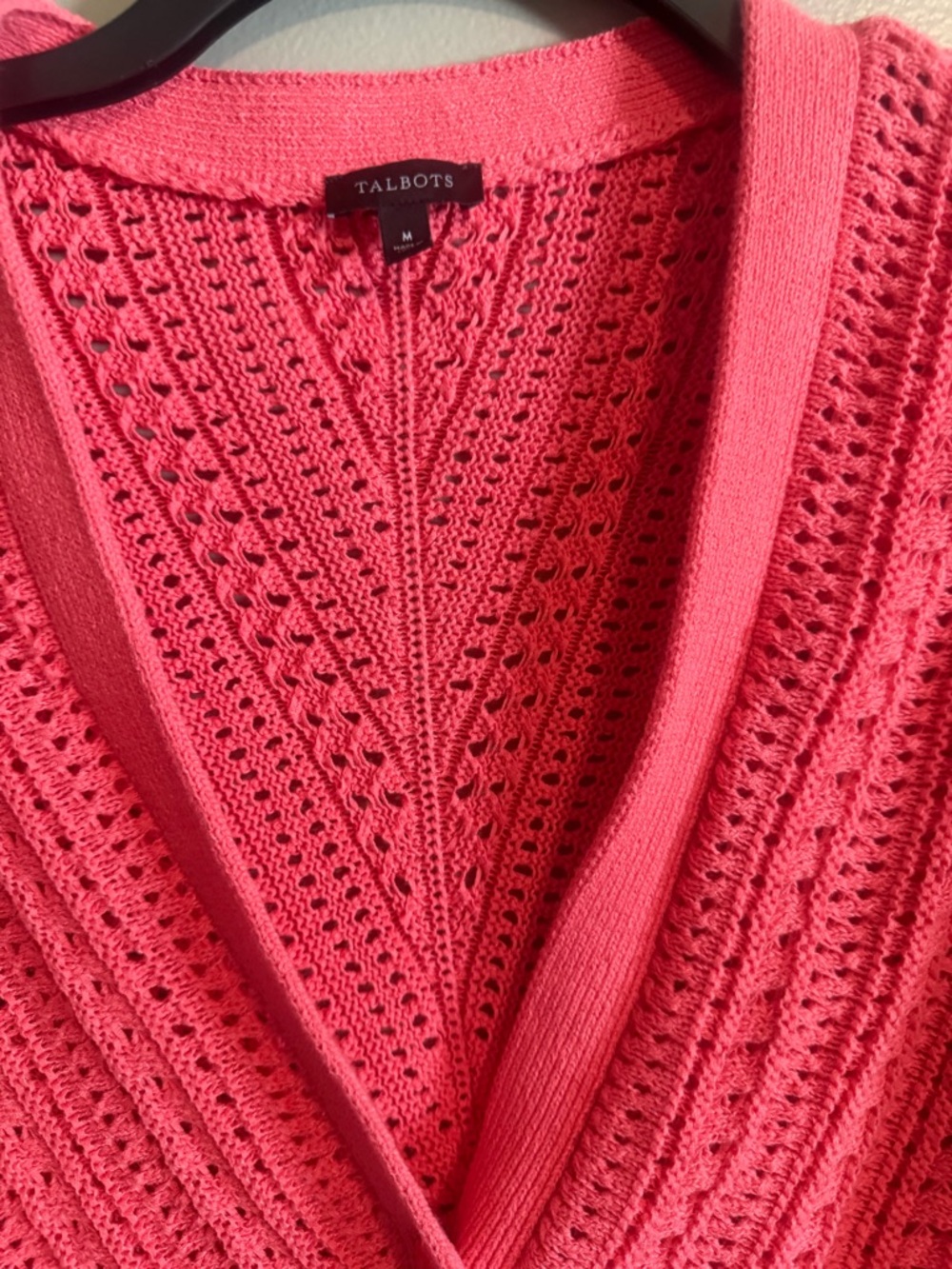 Talbots Coral Openwork Knit Button-Front Cardigan Sweater size medium - Picture 8 of 14